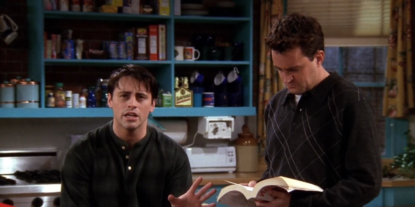 Chandler reading while Joey talks in Friends.