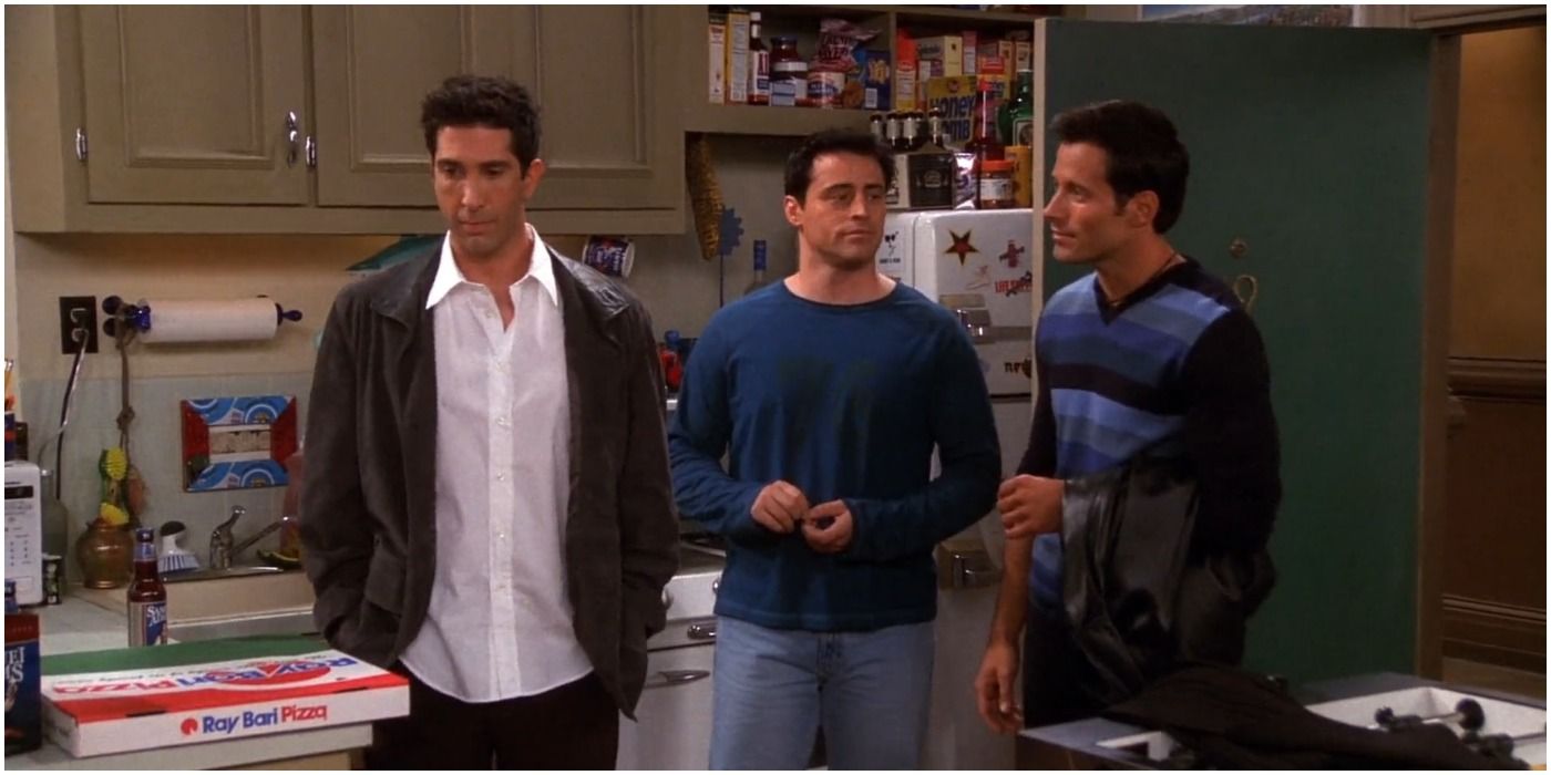 Friends Kash arrives to pick up Rachel and sees Joey and a distressed Ross