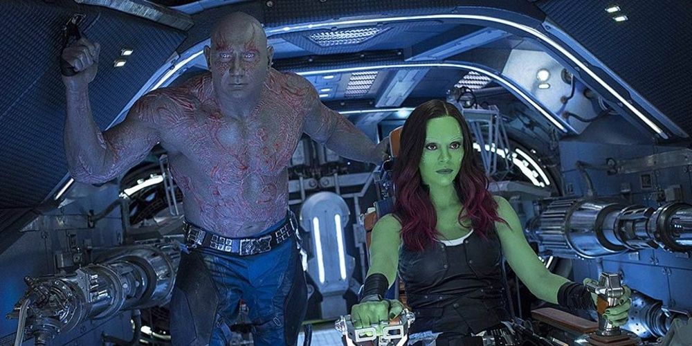 Gamora and Drax in the ship in Guardians of the Galaxy vol. 2