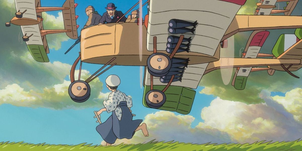 Jiro pursues a plane during a dream sequence in The Wind Rises