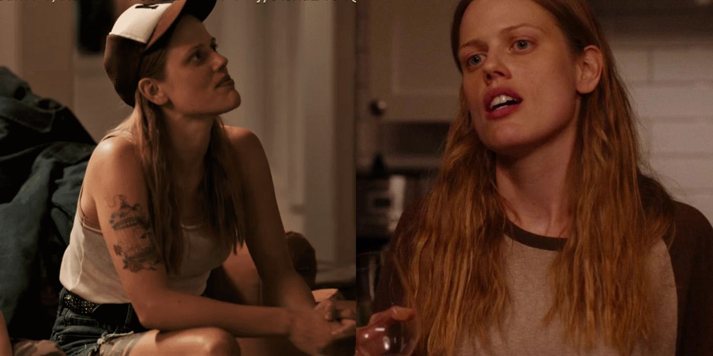 Maddie wearing baseball cap sitting in Georgia's house and talking to Georgia on Ginny &amp; Georgia