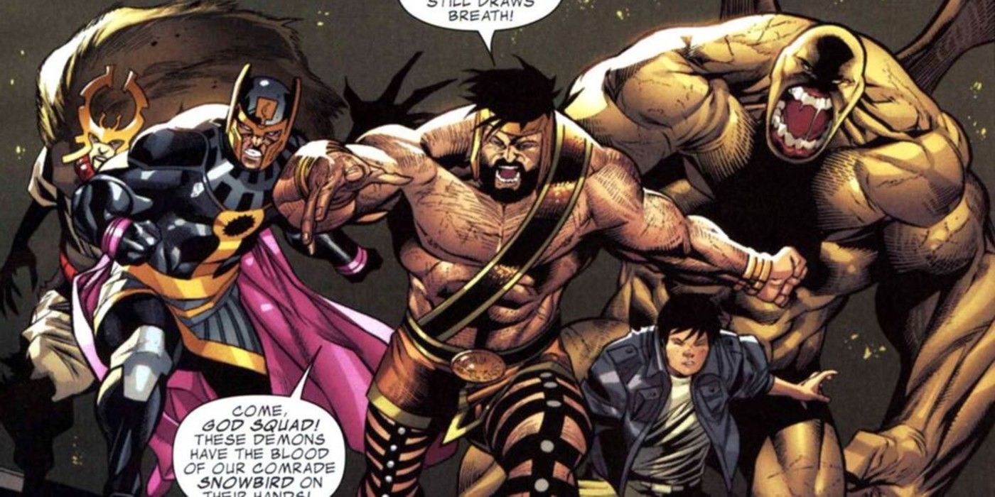 God Squad Marvel including Atum, Hercules, Mikaboshi, Ajak and Cho