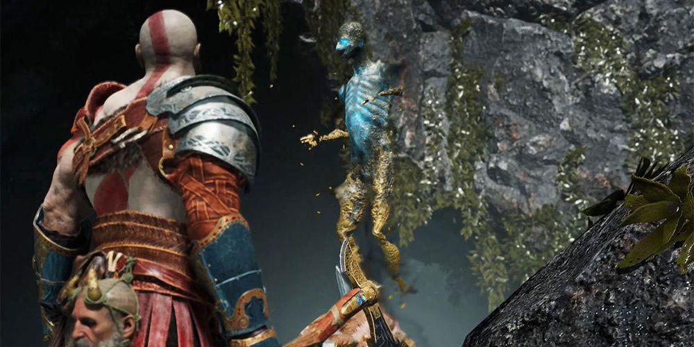 Kratos takes a quest from a different ghost