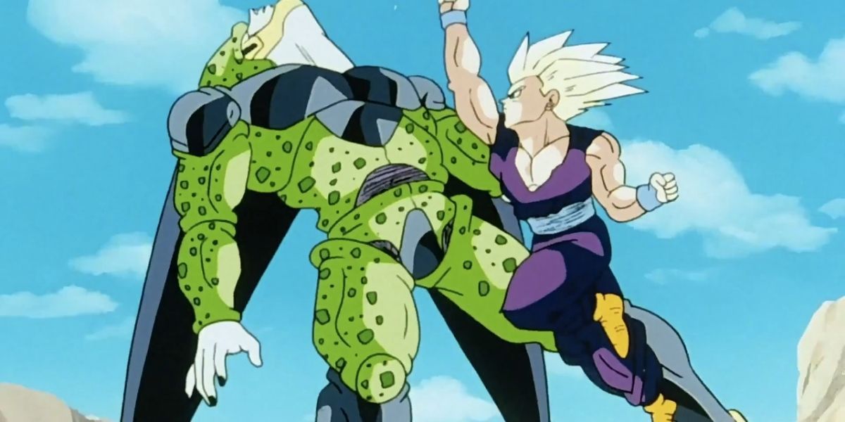 Gohan punches Cell