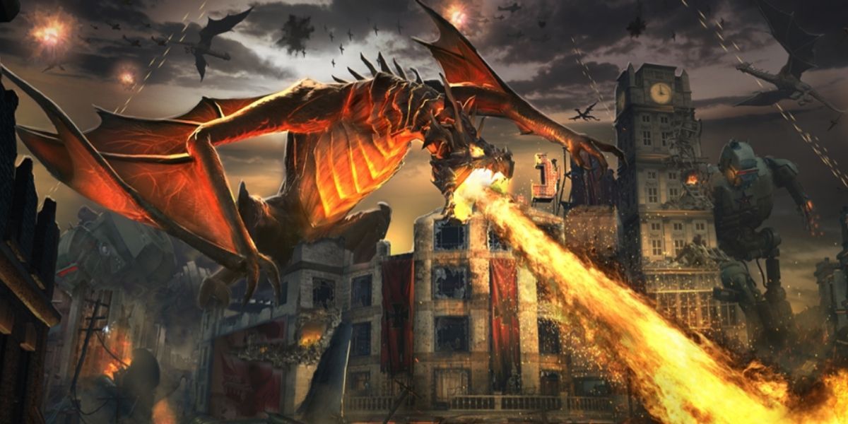 A fire-breathing dragon in Call-of-Duty-Zombies