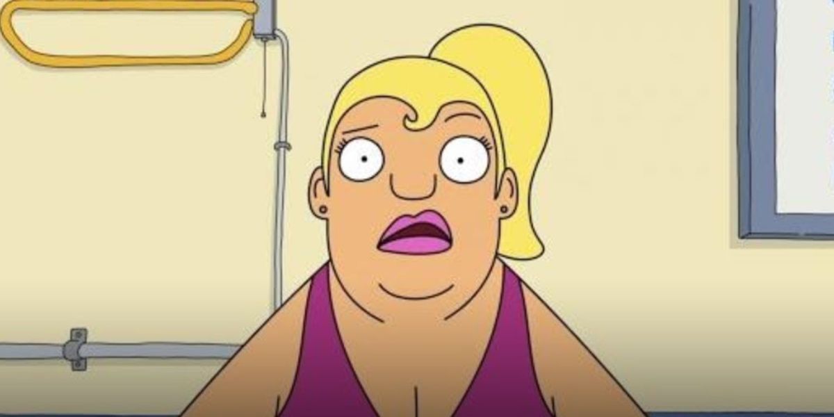 Gretchen with shocked face in restaurant in Bob's Burgers