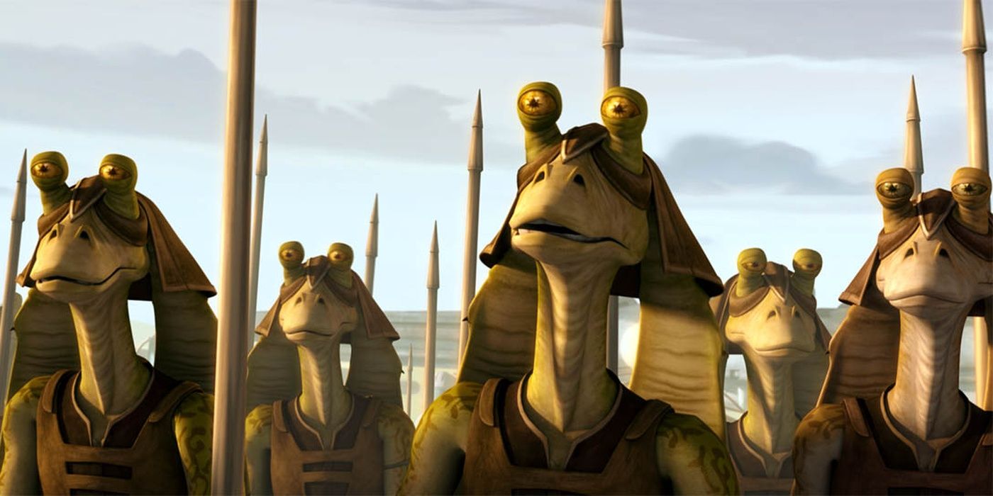 Gungans getting ready to fight the droids