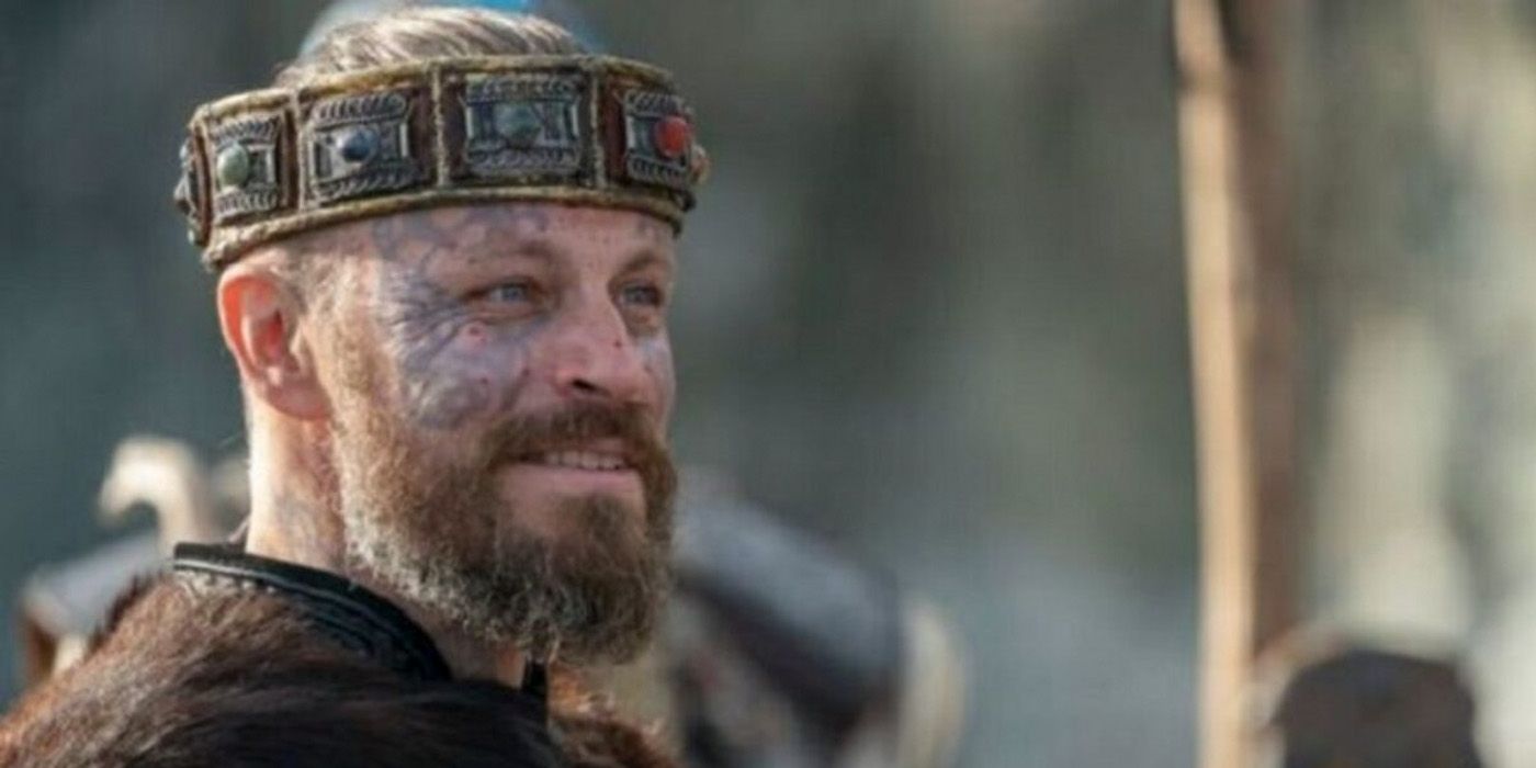 Harald, smiling, is crowned king in Vikings