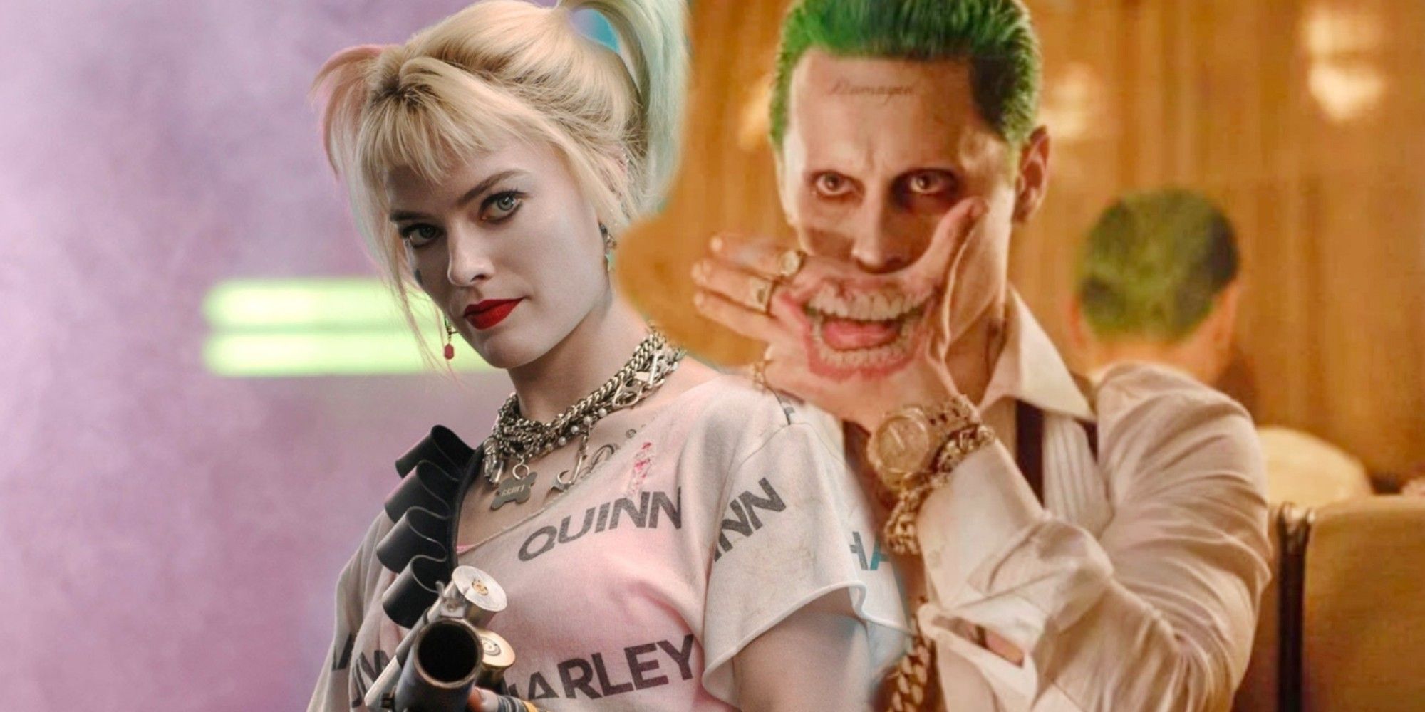 Custom image of Harley Quinn from Brids of Prey next to Joker from Suicide Squad.