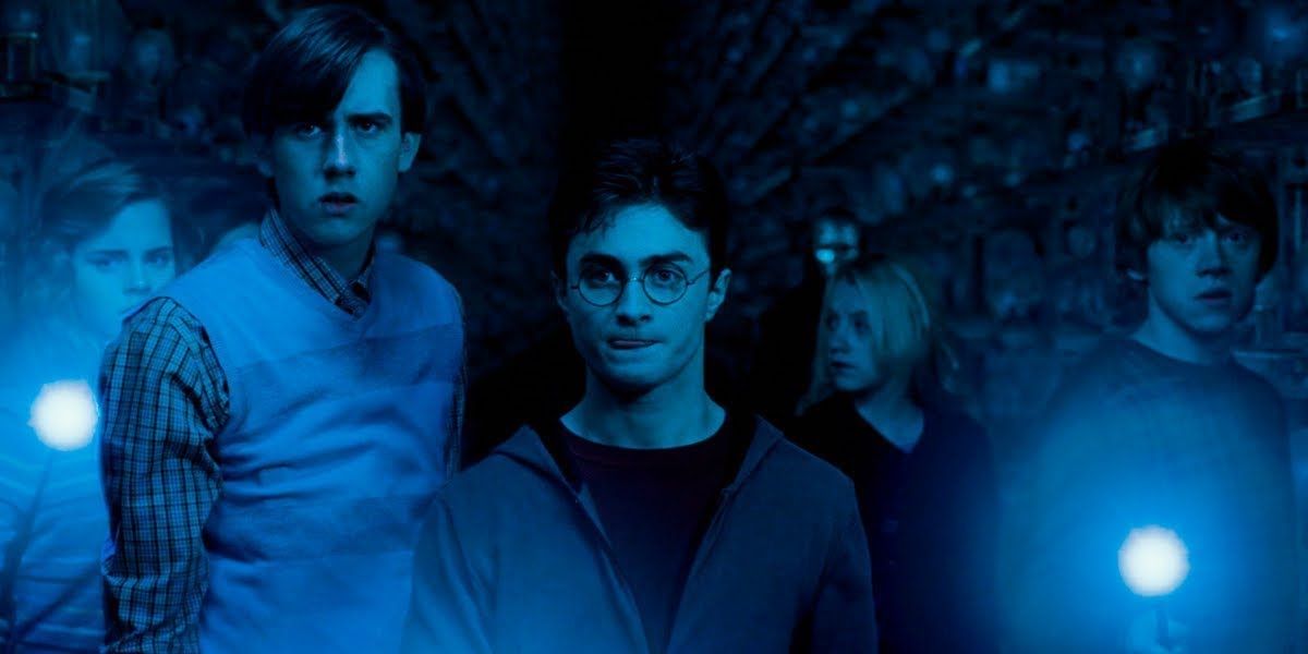 Harry Potter and the Order of the Phoenix Hermione, Neville, Harry, Luna, and Ron with search for the prophecy