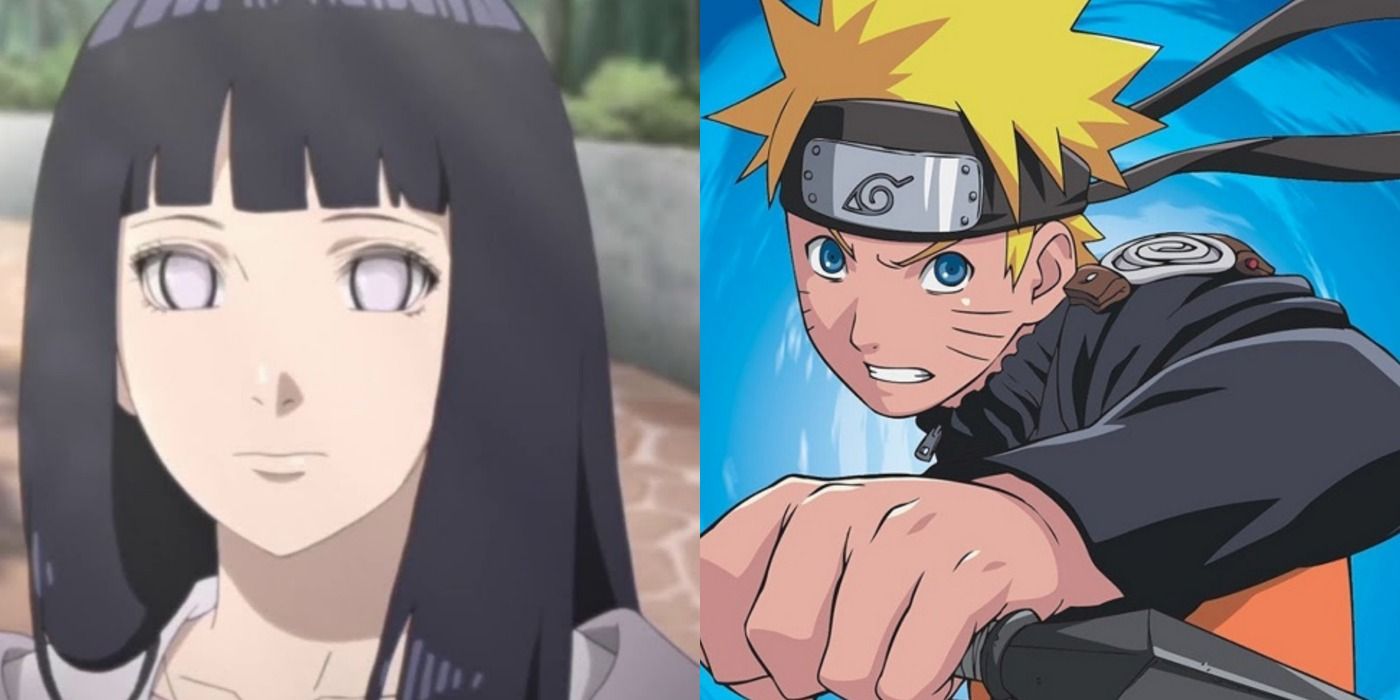 Hinata Hyuga and Naruto Uzumaki in split screen images from the Naruto franchise