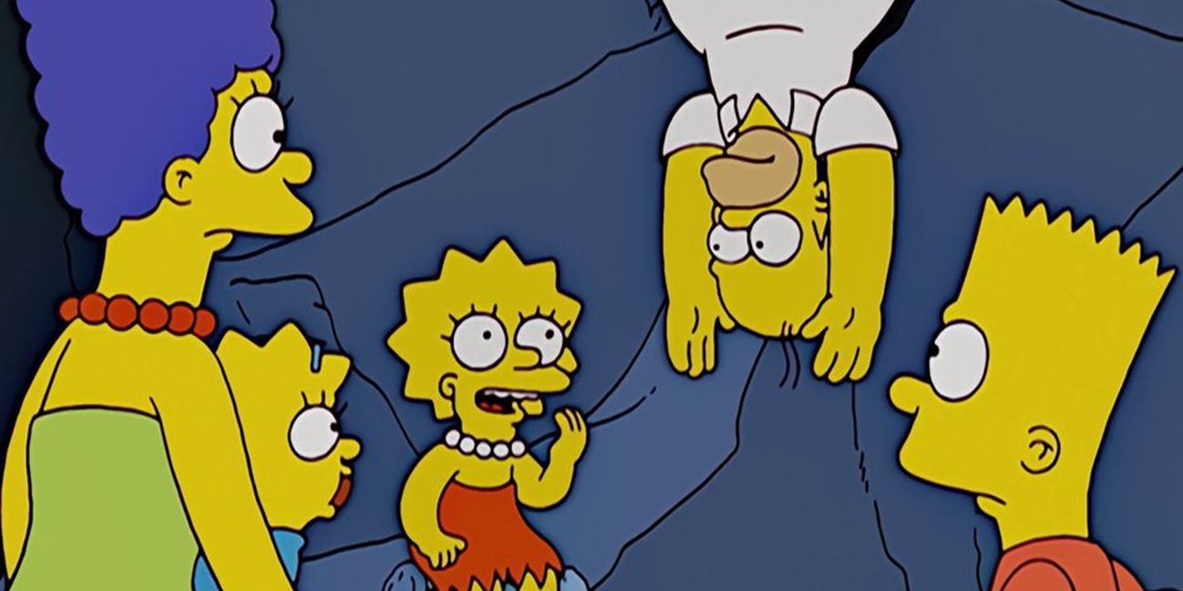 Homer stuck in a cave in The Simpsons