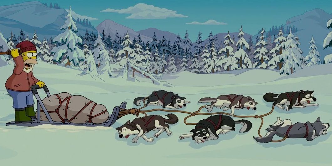 Homer's dog sled in The Simpsons Movie
