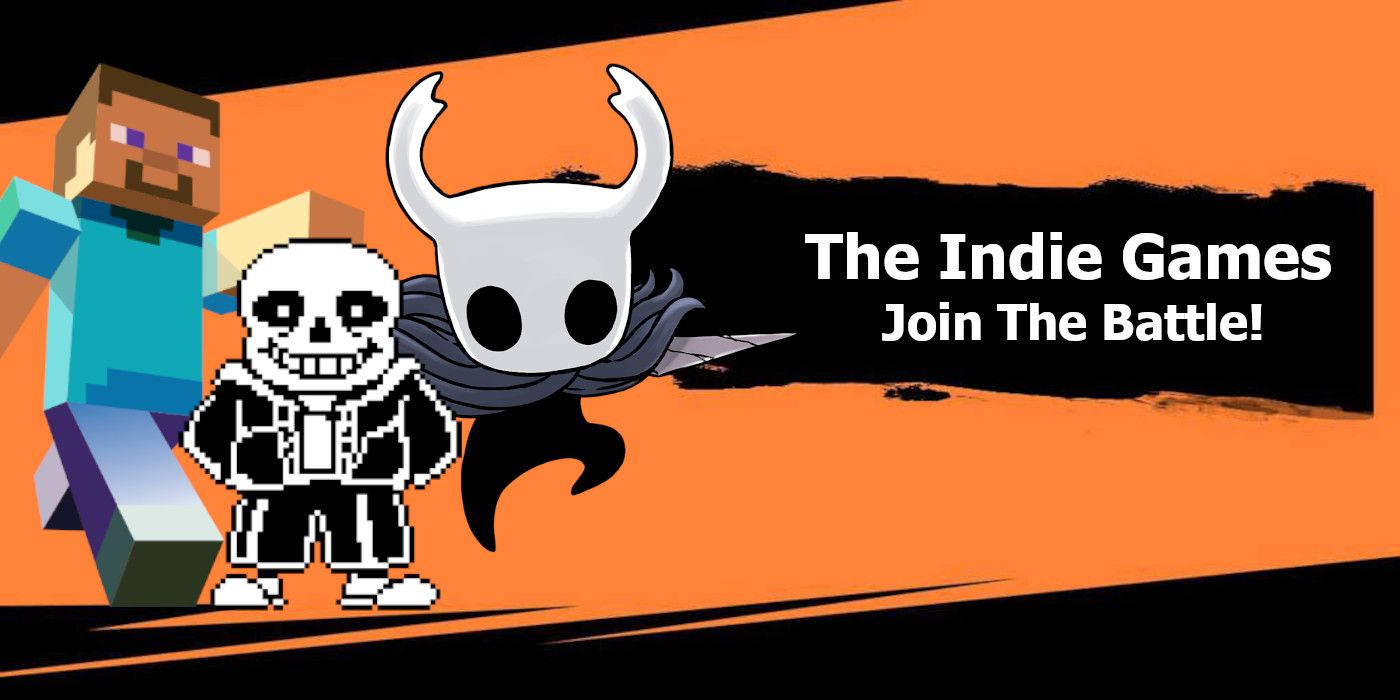 Indie Game CharactersSteve from Minecraft Sans from Undertale and Hollow Knight in mock Super Smash Bros. Characters Announcement