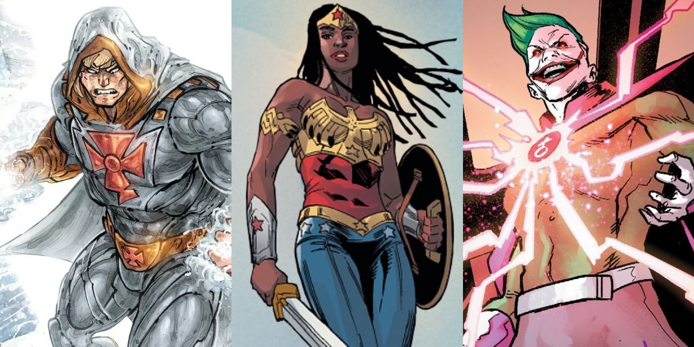 Main image with Shazam He-Man, Nubia Wonder Woman, and God Joker
