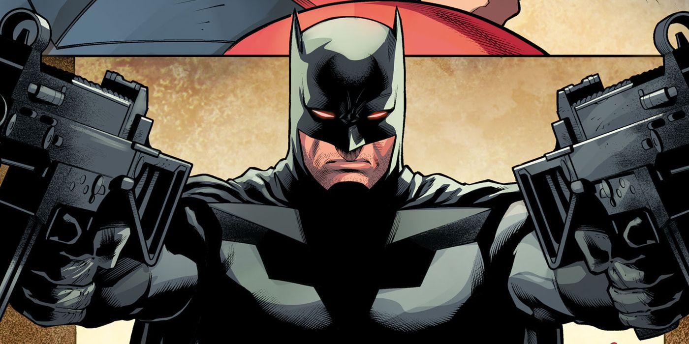 Jason Todd as a gun-wielding Batman