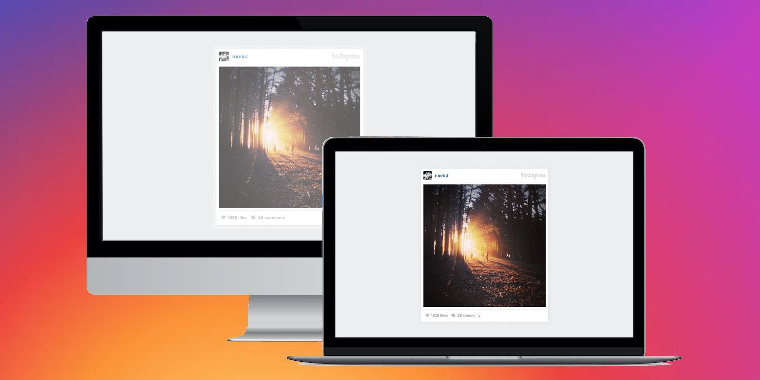 Instagram image shown on computer and laptop