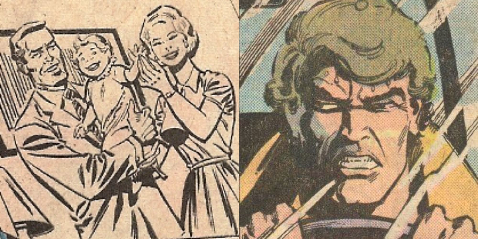 Split image depicting the Norriss family, and Jackson Norriss angry