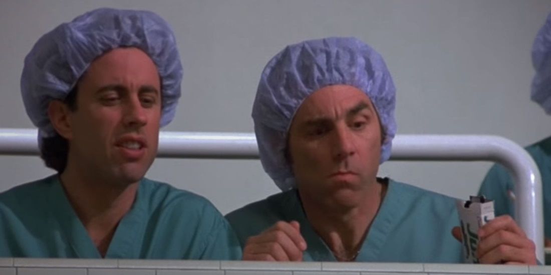 Jerry and Kramer watch surgery in Seinfeld