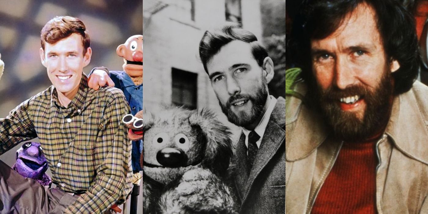 Collage of Jim Henson images from his life and with Muppets