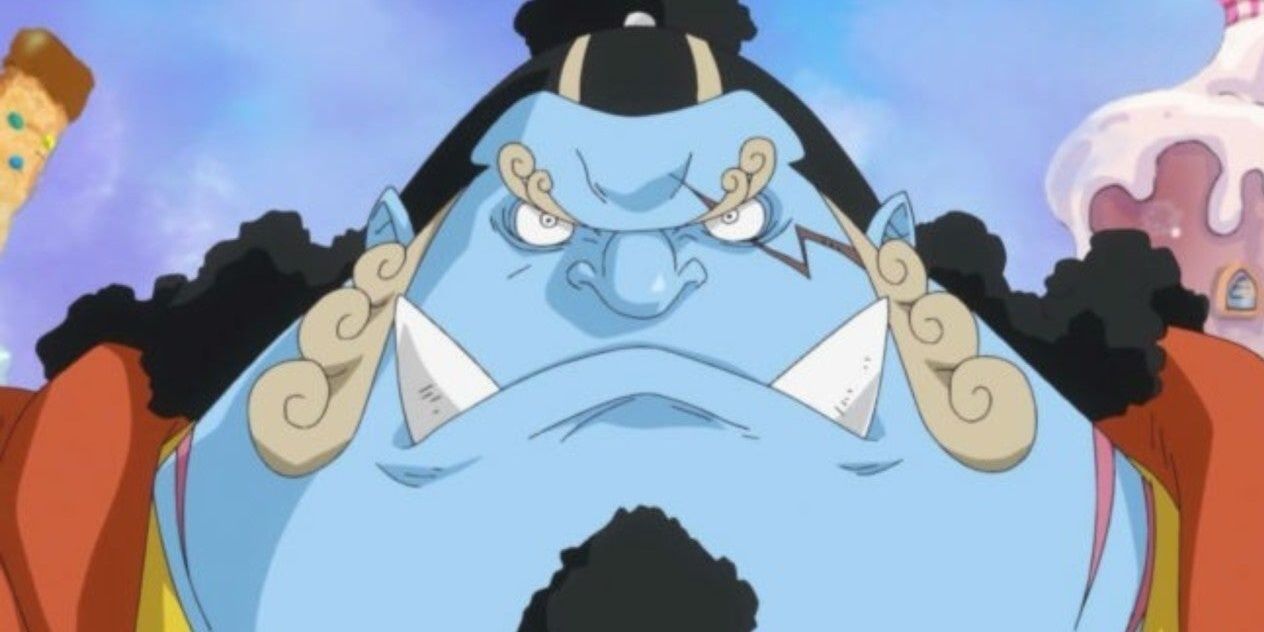 Jinbei staring at the reader in One Piece
