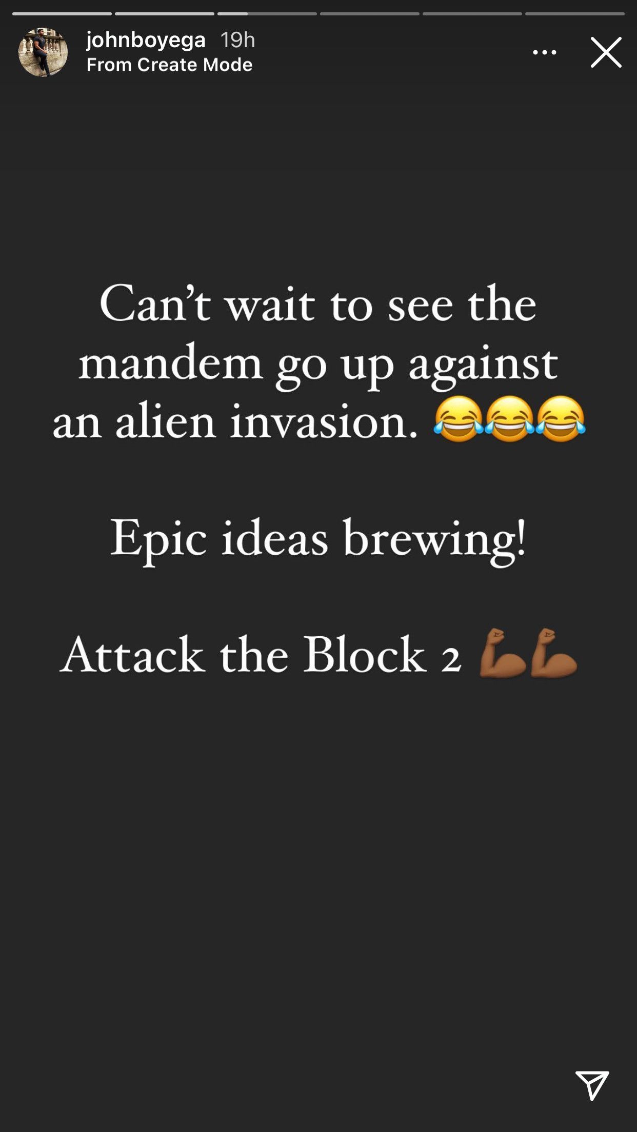 John Boyega Attack the Block 2 Instagram