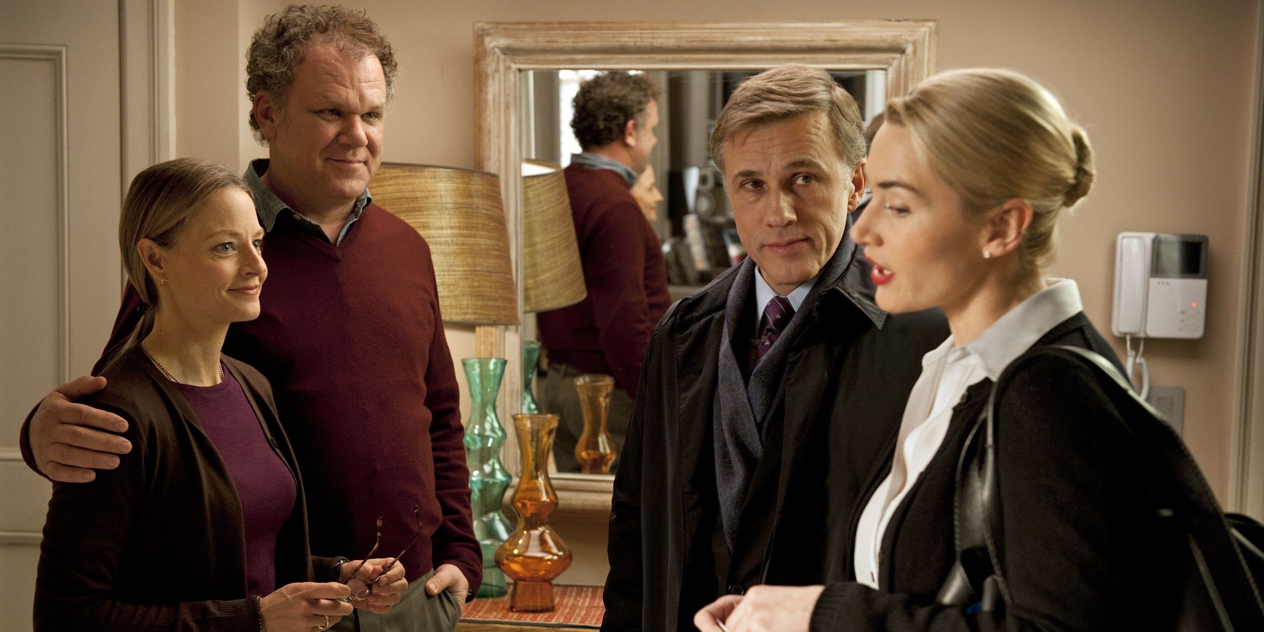 John C Reilly, Jodie Foster, Christoph Waltz, and Kate Winslet all star in Carnage