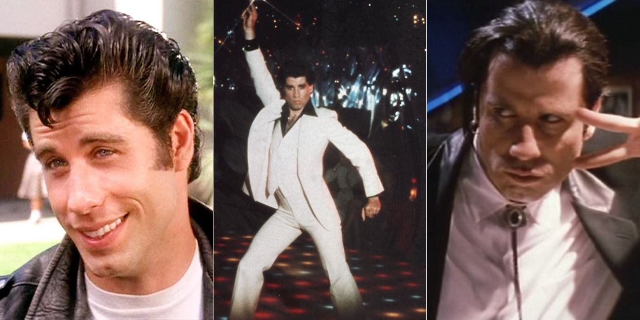 John Travolta in Grease, Saturday Night Fever, Pulp Fiction