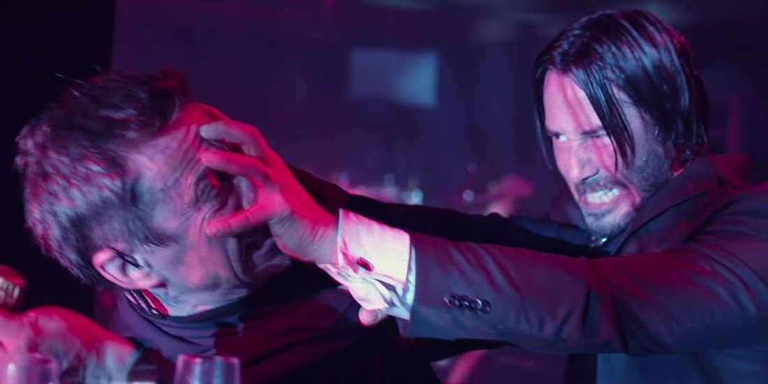 John Wick in a fight in the Red Circle nightclub in John Wick.