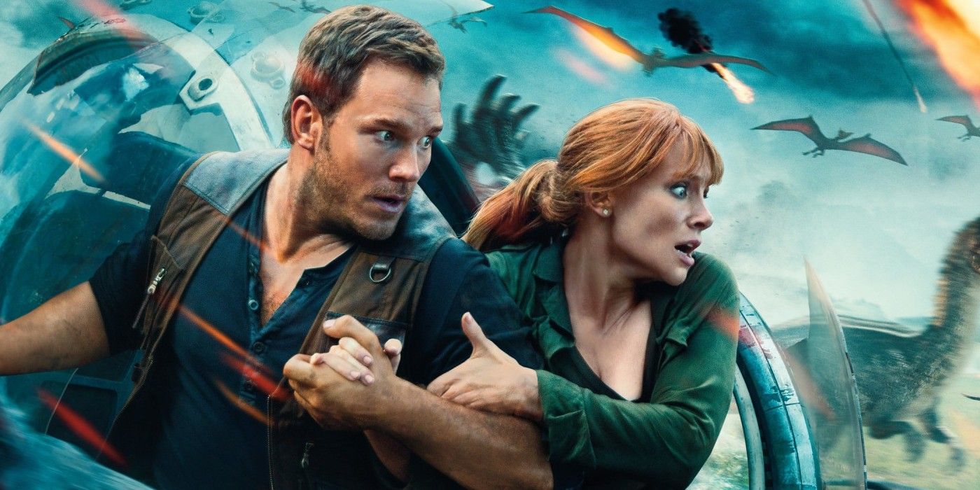 An image of Claire and Owen looking scared in Jurassic World: Fallen Kingdom 