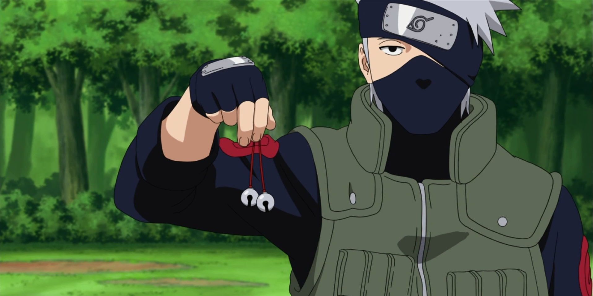 Kakashi holding the bell for the bell-test