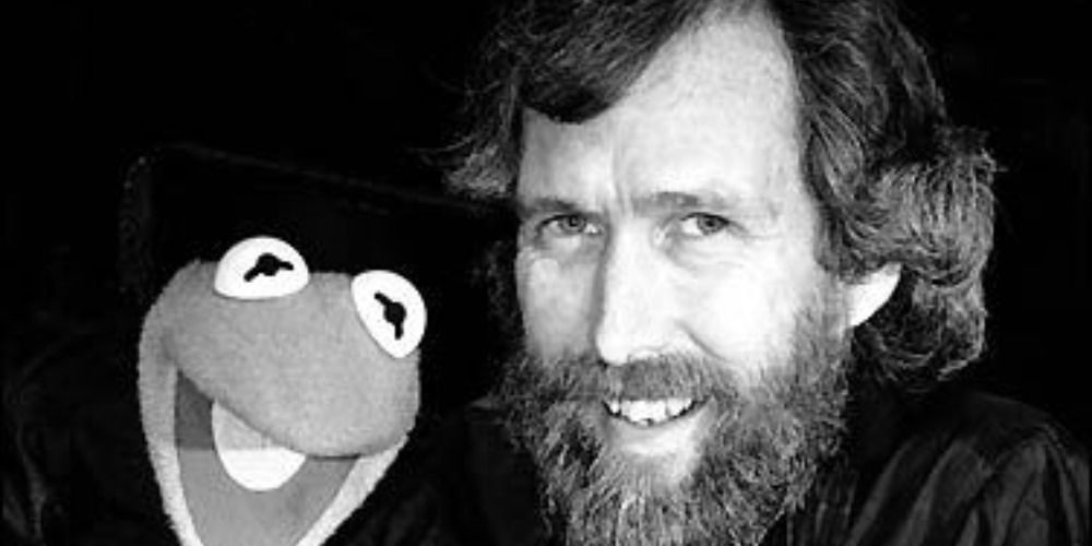 Black and white pic of Jim Henson and Kermit