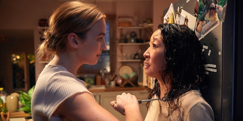 Sandra Oh gets a knife to her throat in Killing Eve