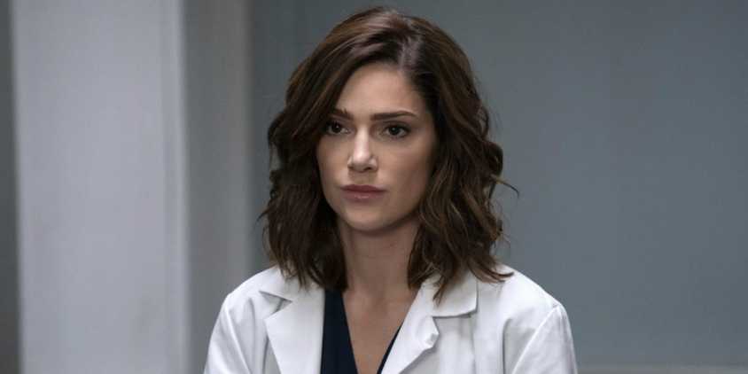 Lauren Bloom looking serious ahead of her in New Amsterdam