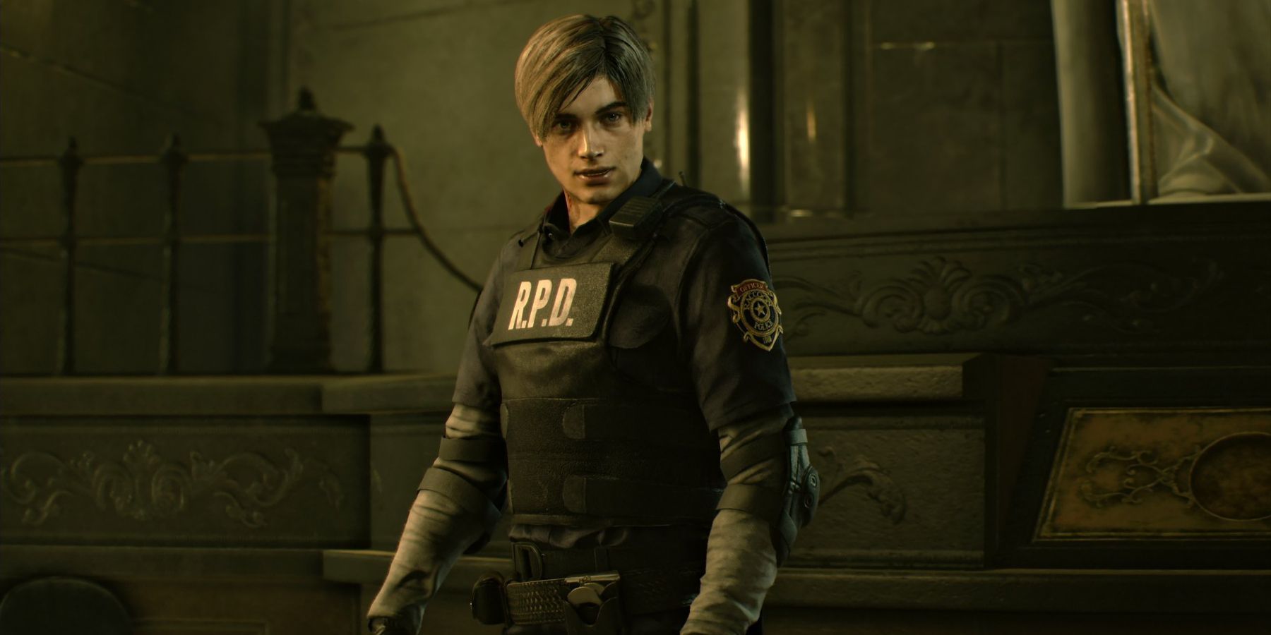 Leon S. Kennedy in his RPD outfit in Resident Evil 2 remake