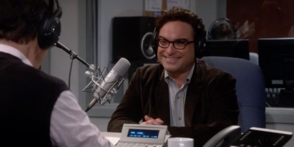 Leonard gives an interview on NPR in The Big Bang Theory