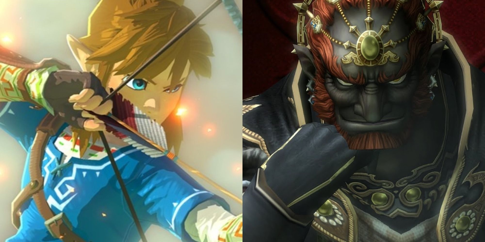 Side by Side images of Link and Ganondorf from Legend of Zelda games