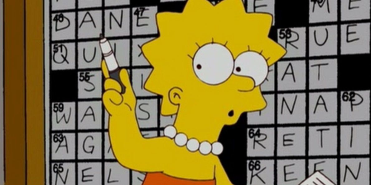 Lisa doing a crossword in The Simpsons