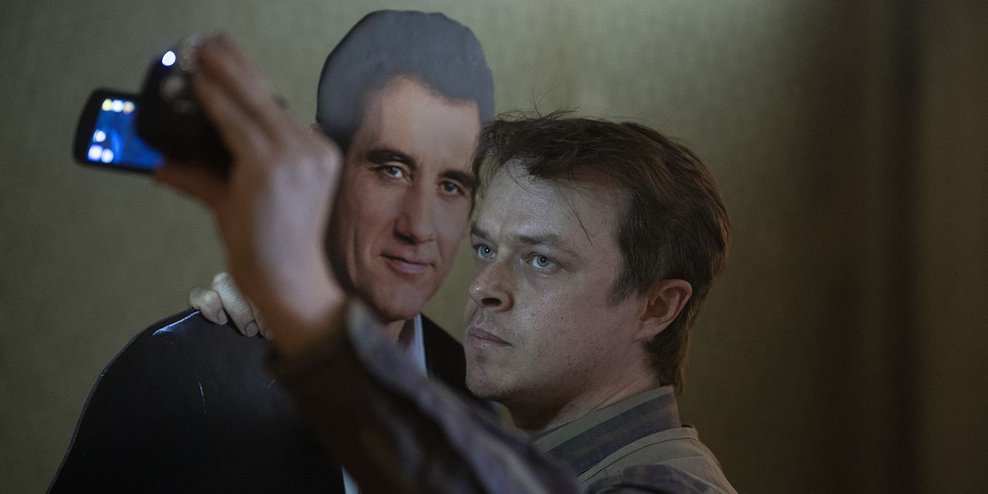Dane DeHaan and a cardboard cutout of Clive Owen in Lisey&rsquo;s Story