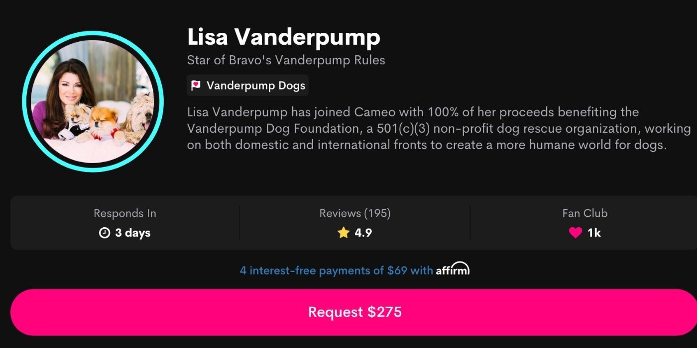 Lisa Vanderpump's Cameo profile from RHOBH