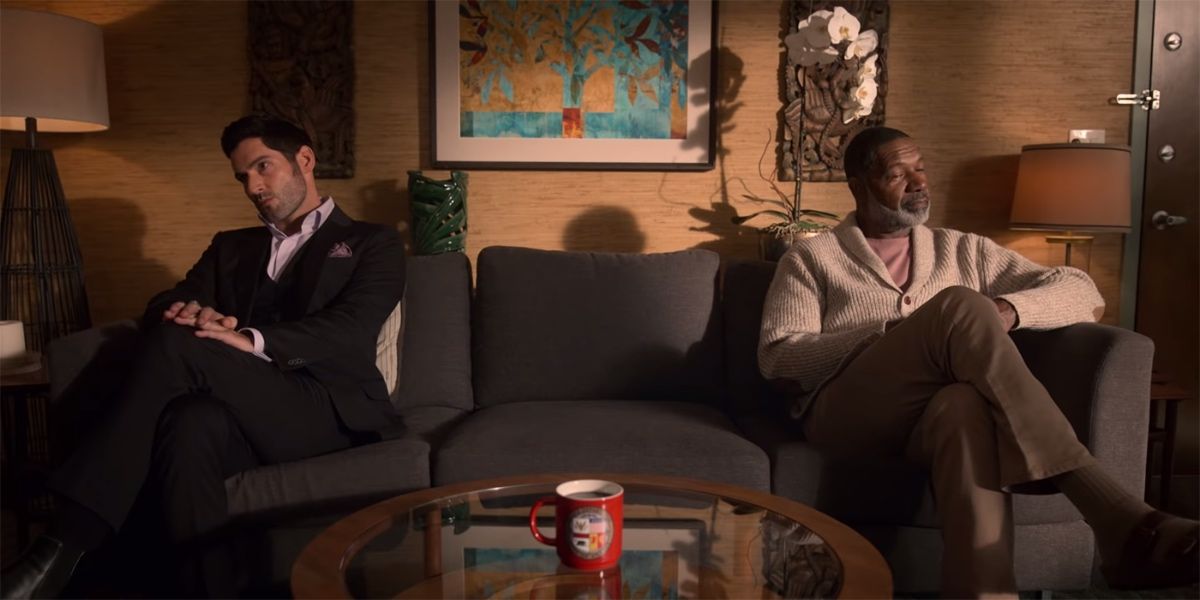 Lucifer and God sitting in therapy in Lucifer