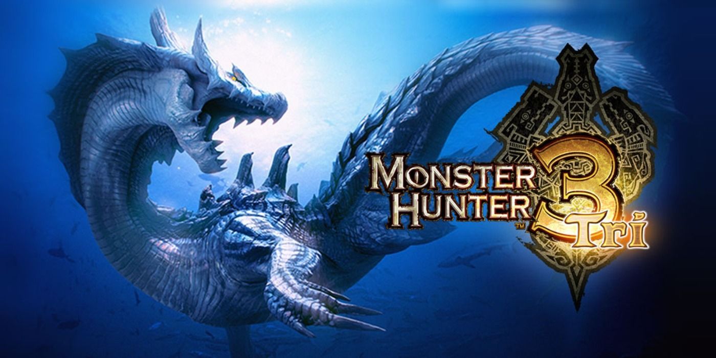 Promo art for Monster Hunter Tri for the Nintendo Wii, featuring Lagiacrus
