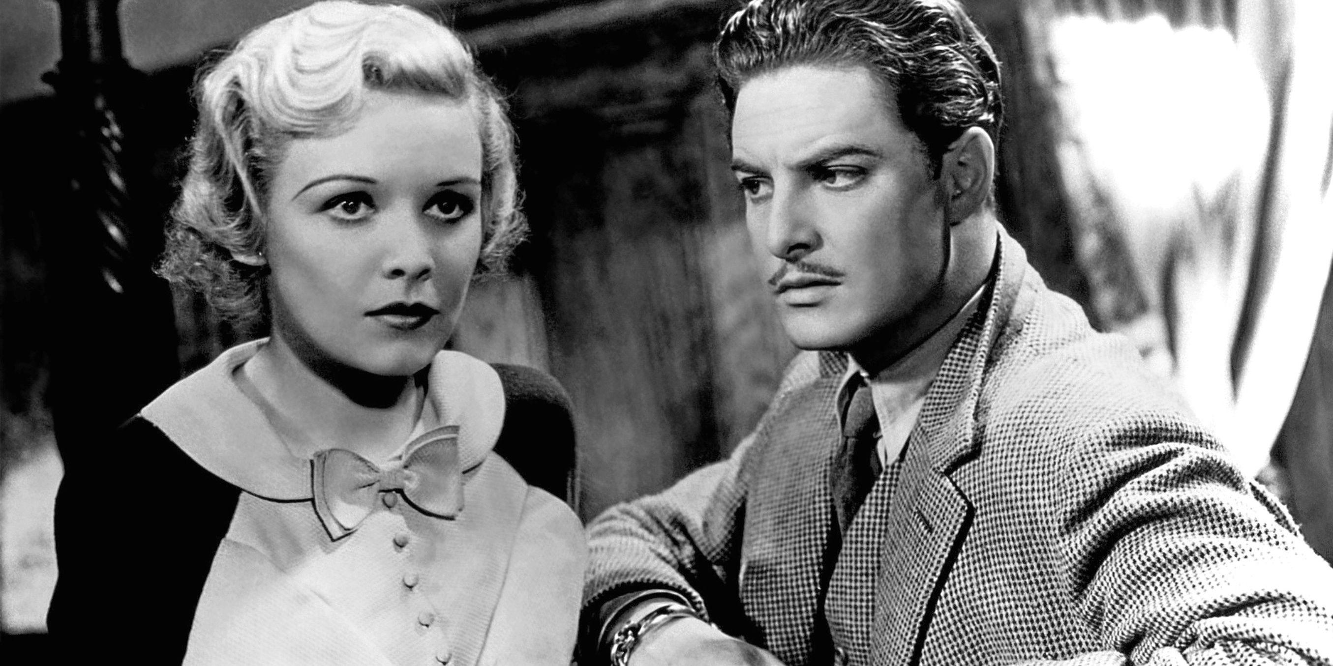 Madeleine Carroll and Robert Donat in Alfred Hitchcock's The 39 Steps