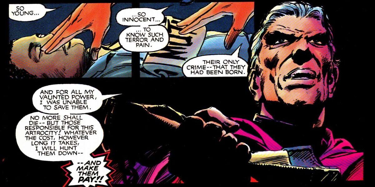 Magneto finds two dead mutant kids who were murdered by religious zealots.