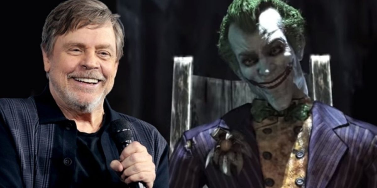 Mark Hamill next to the Joker as seen in Arkham Asylum