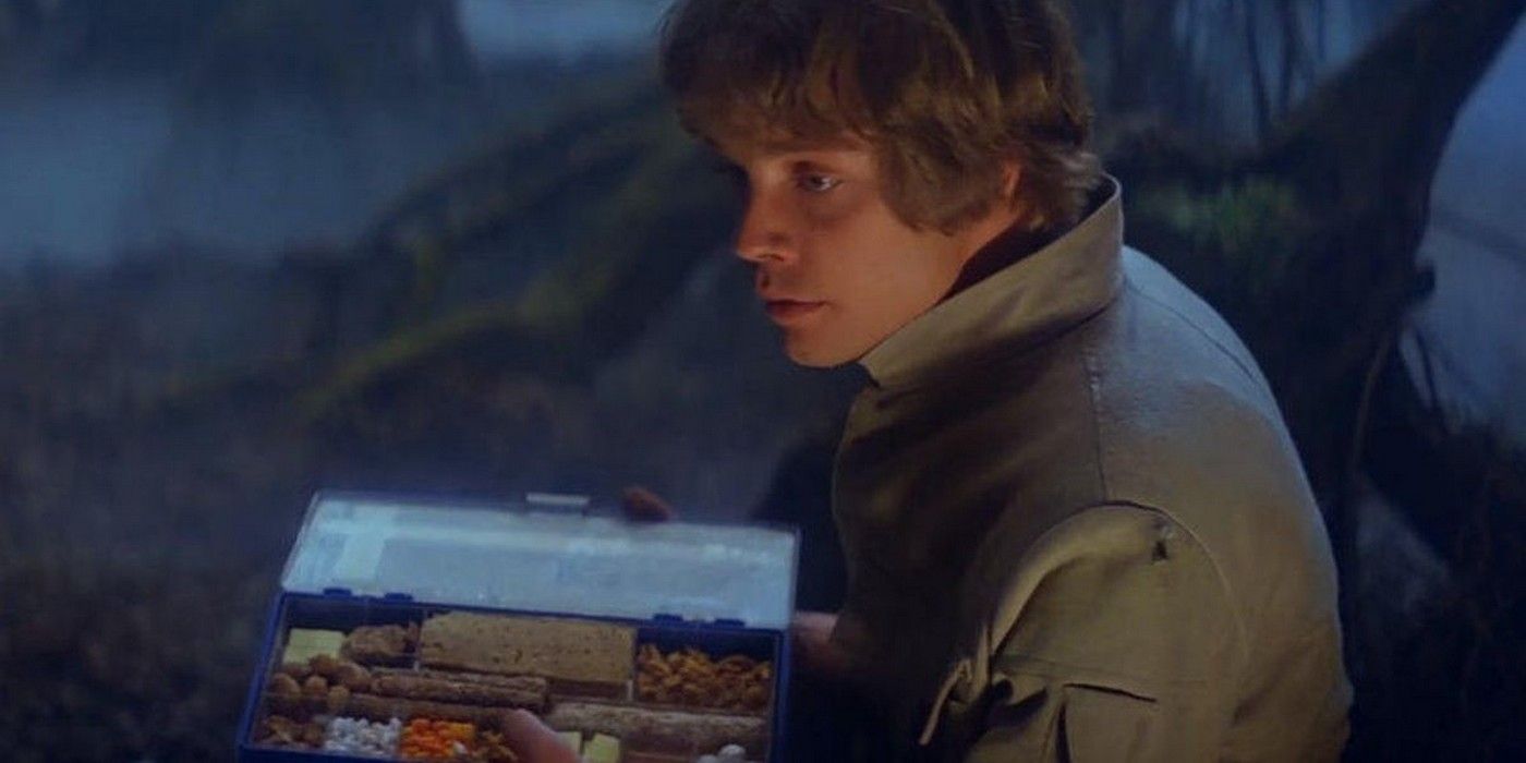 Luke Skywalker unpacks his things on Dagobah before he meets Yoda in the Empire Strikes Back