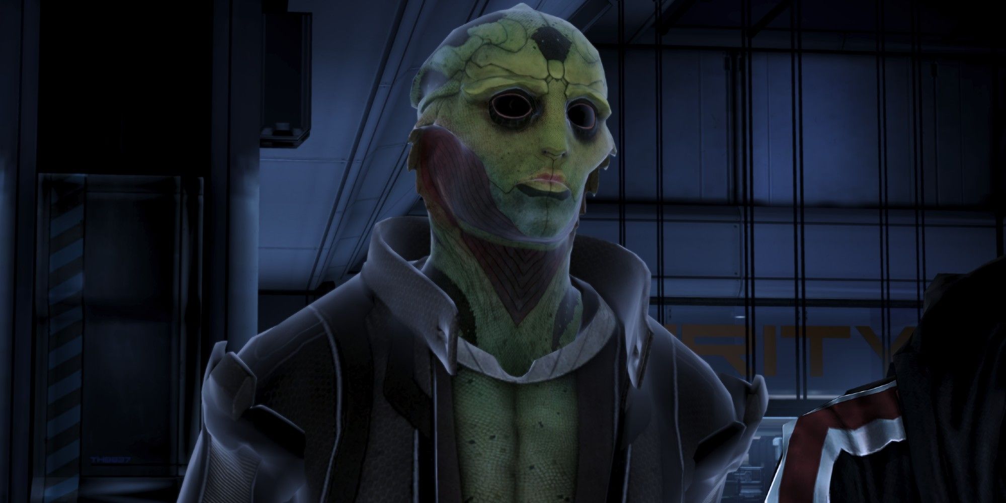 Thane's ghost appears to Shepard after the party in Mass Effect 3: Citadel