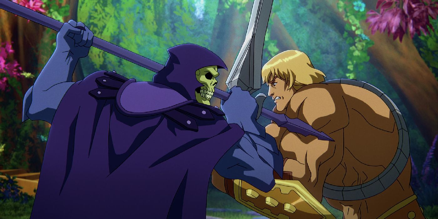 Skeletor fighting He-Man in Masters of the Universe Revelation