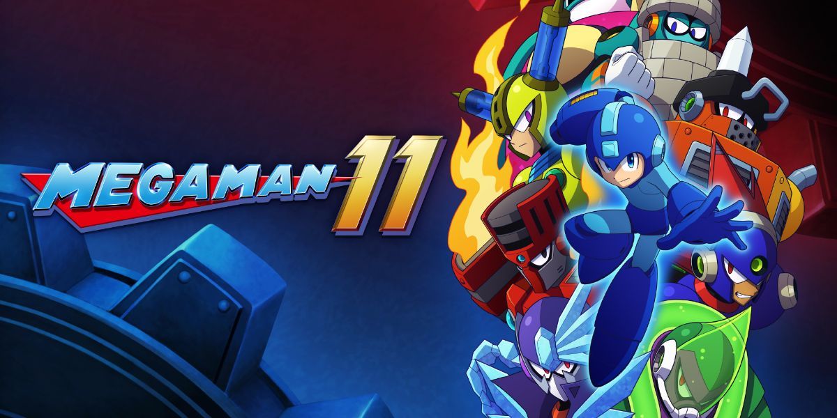 The Megaman 11 characters gathered together on the title card