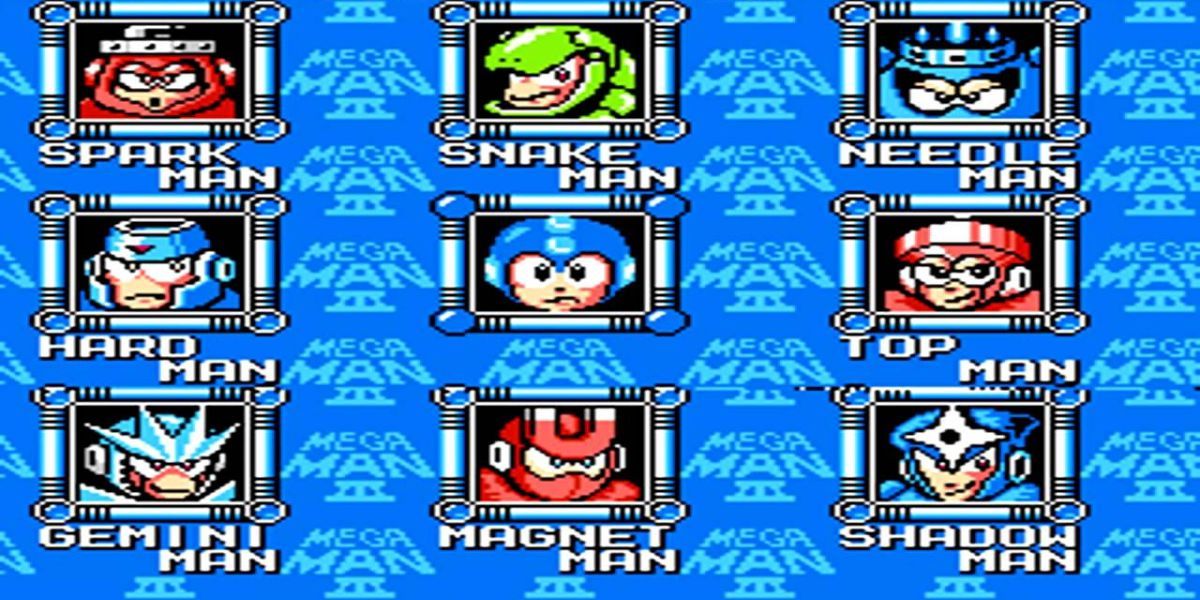 A gallery of all the Mega Man characters in the game 